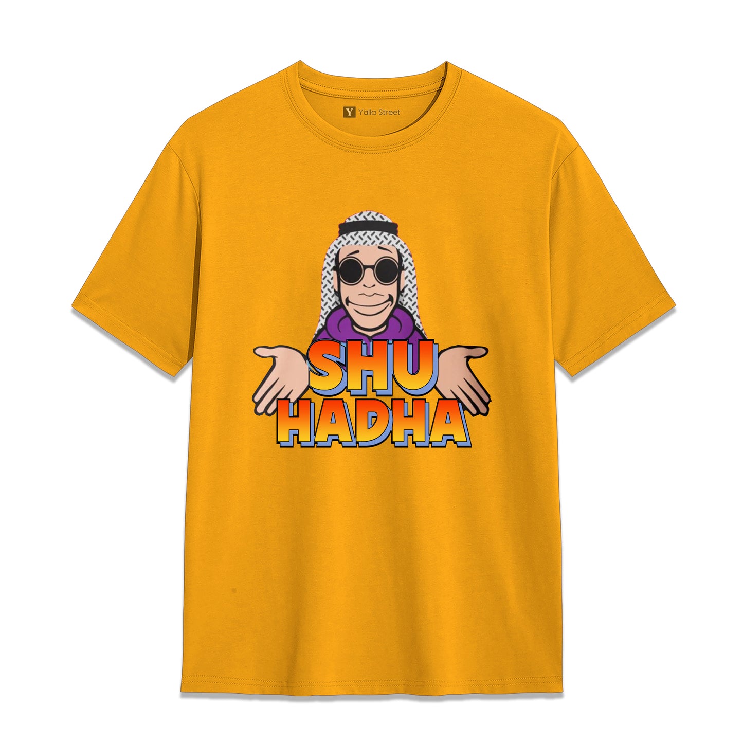 Shu Hadha Funny Arabic Slang T-Shirt – Dubai Humor Graphic Tee | Blue Cotton Unisex T-Shirt