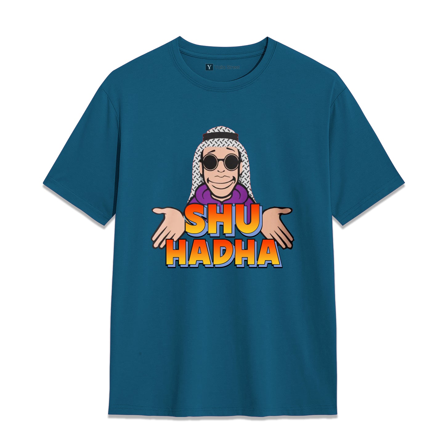 Shu Hadha Funny Arabic Slang T-Shirt – Dubai Humor Graphic Tee | Blue Cotton Unisex T-Shirt