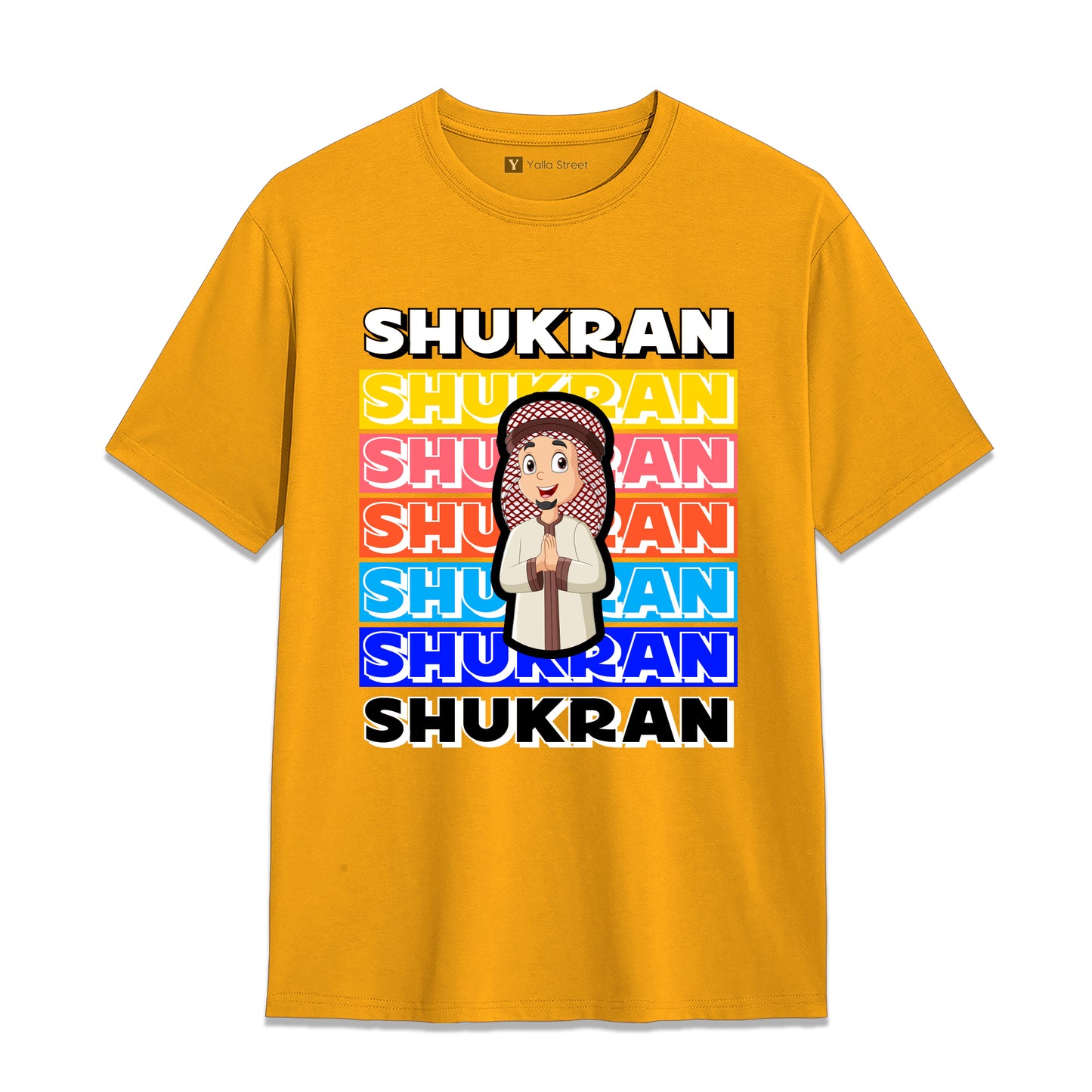 Shukran Arabic Thank You T-Shirt – Dubai Culture Graphic Tee | Yellow Streetwear Unisex T-Shirt