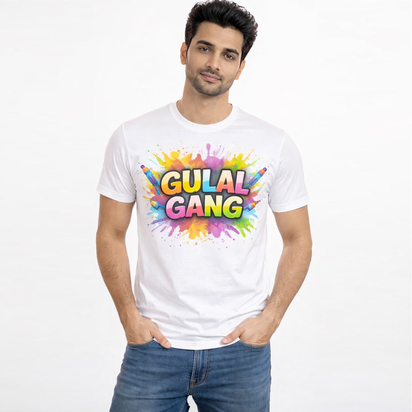 Gulal Gang Holi T-Shirt – Color Splash Festival Tee for Men's Tee | Yalla Street