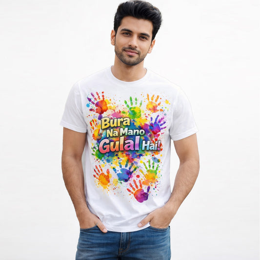 Bura Na Mano Gulal Hai Holi T-Shirt – Vibrant Color Splash Festival Men's Tee | Yalla Street