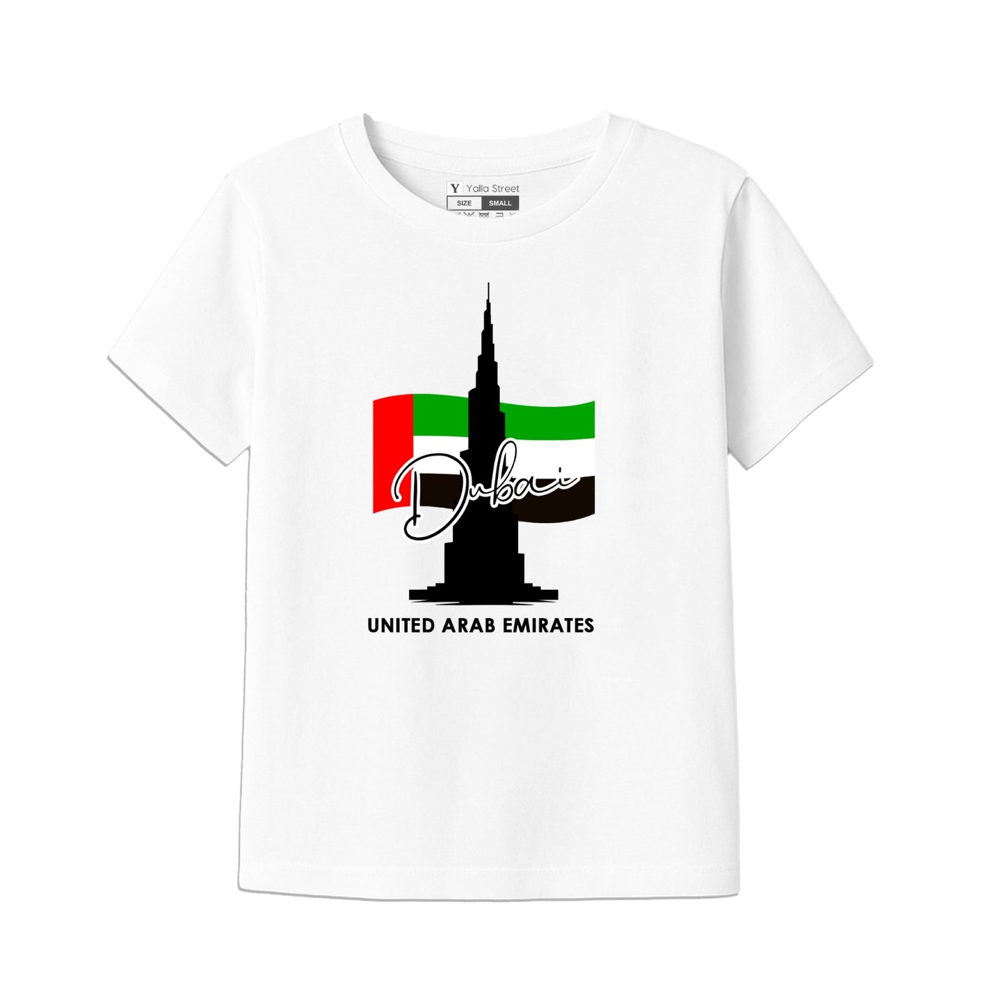 Dubai Skyline Kids T-Shirt – UAE Flag & Burj Khalifa Print