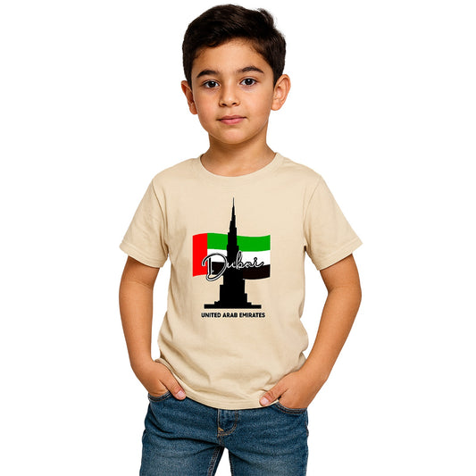Dubai Skyline Kids T-Shirt – UAE Flag & Burj Khalifa Print