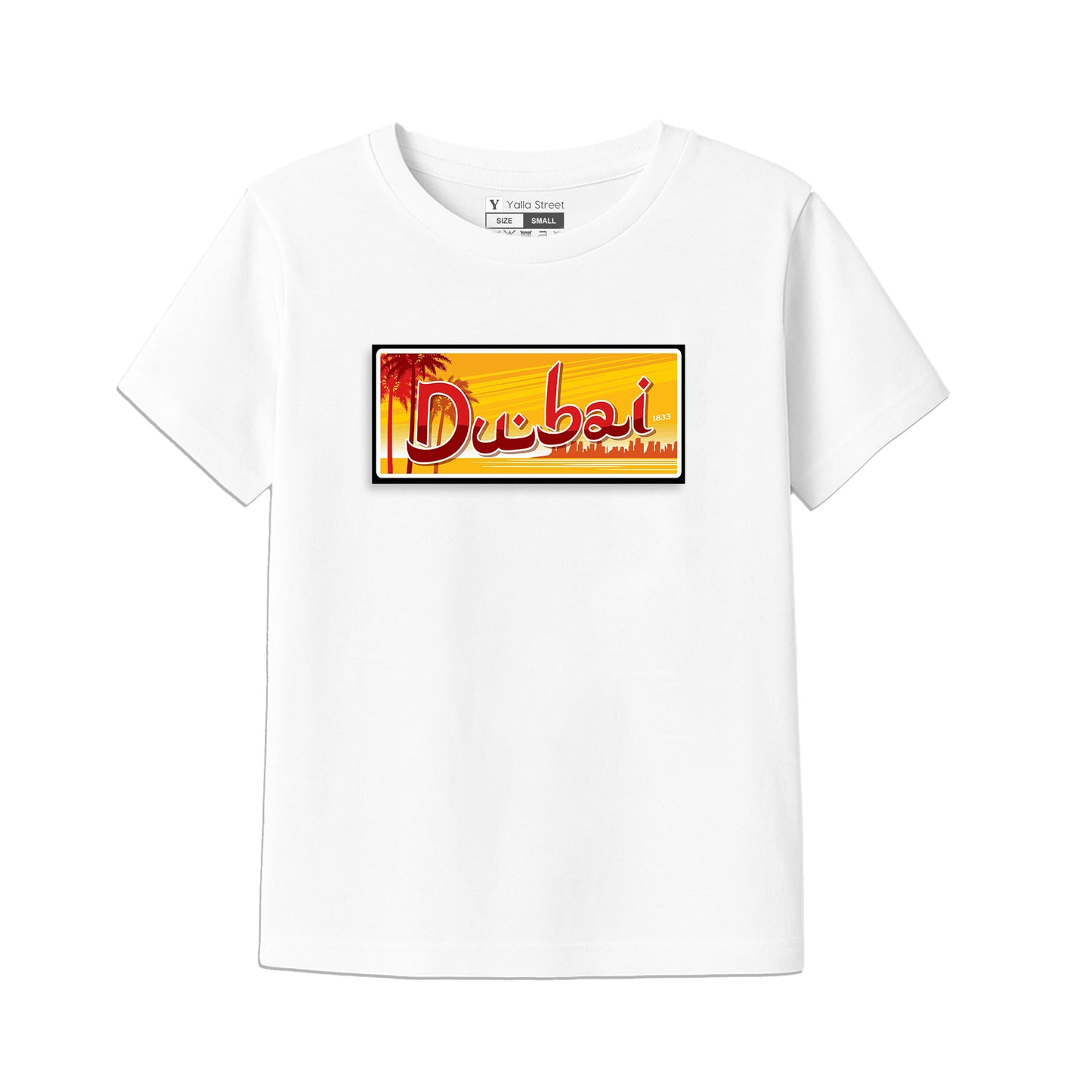 Dubai Kids T-Shirt – UAE License Plate Style Graphic | Red Cotton Souvenir Tee