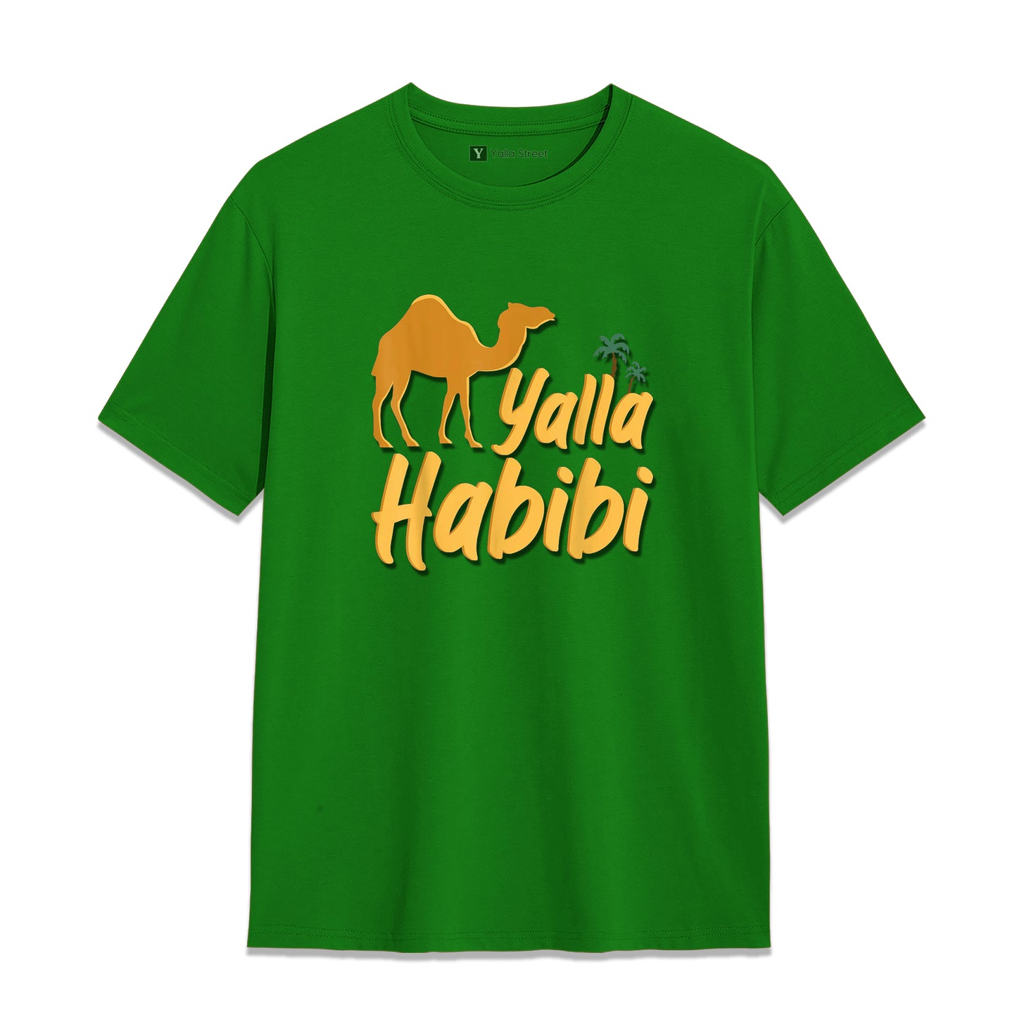 Yalla Habibi Camel T-Shirt – Dubai Arabic Streetwear Graphic Tee | White Cotton Unisex T-Shirt