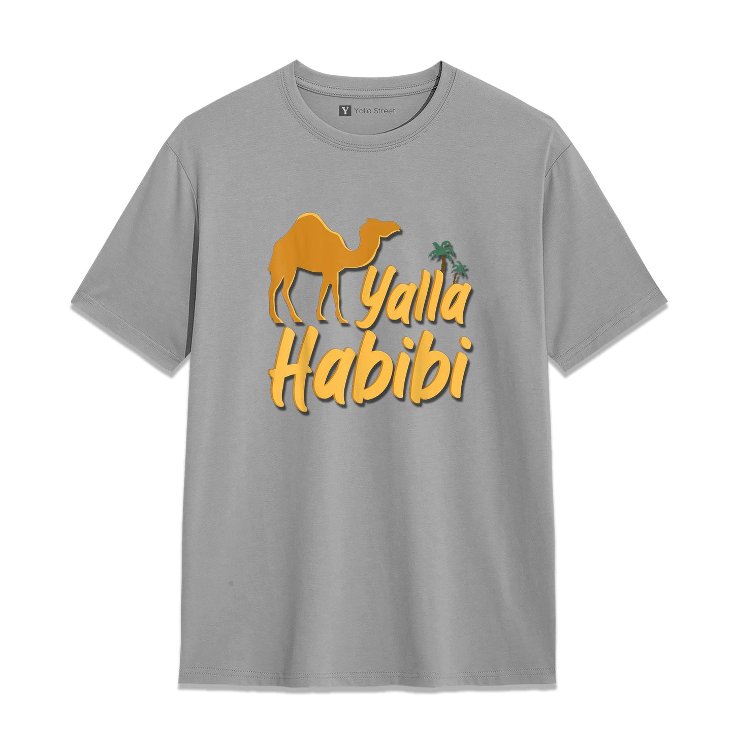 Yalla Habibi Camel T-Shirt – Dubai Arabic Streetwear Graphic Tee | White Cotton Unisex T-Shirt