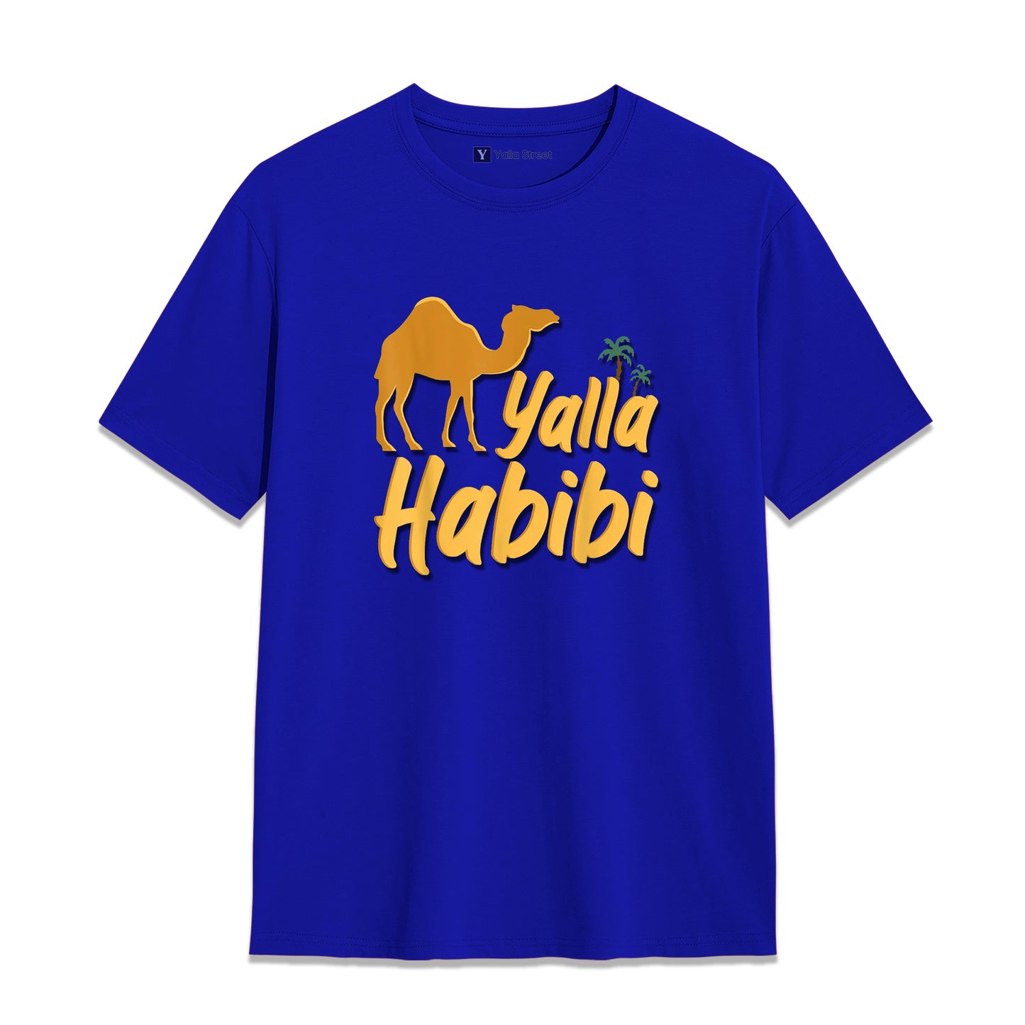 Yalla Habibi Camel T-Shirt – Dubai Arabic Streetwear Graphic Tee | White Cotton Unisex T-Shirt