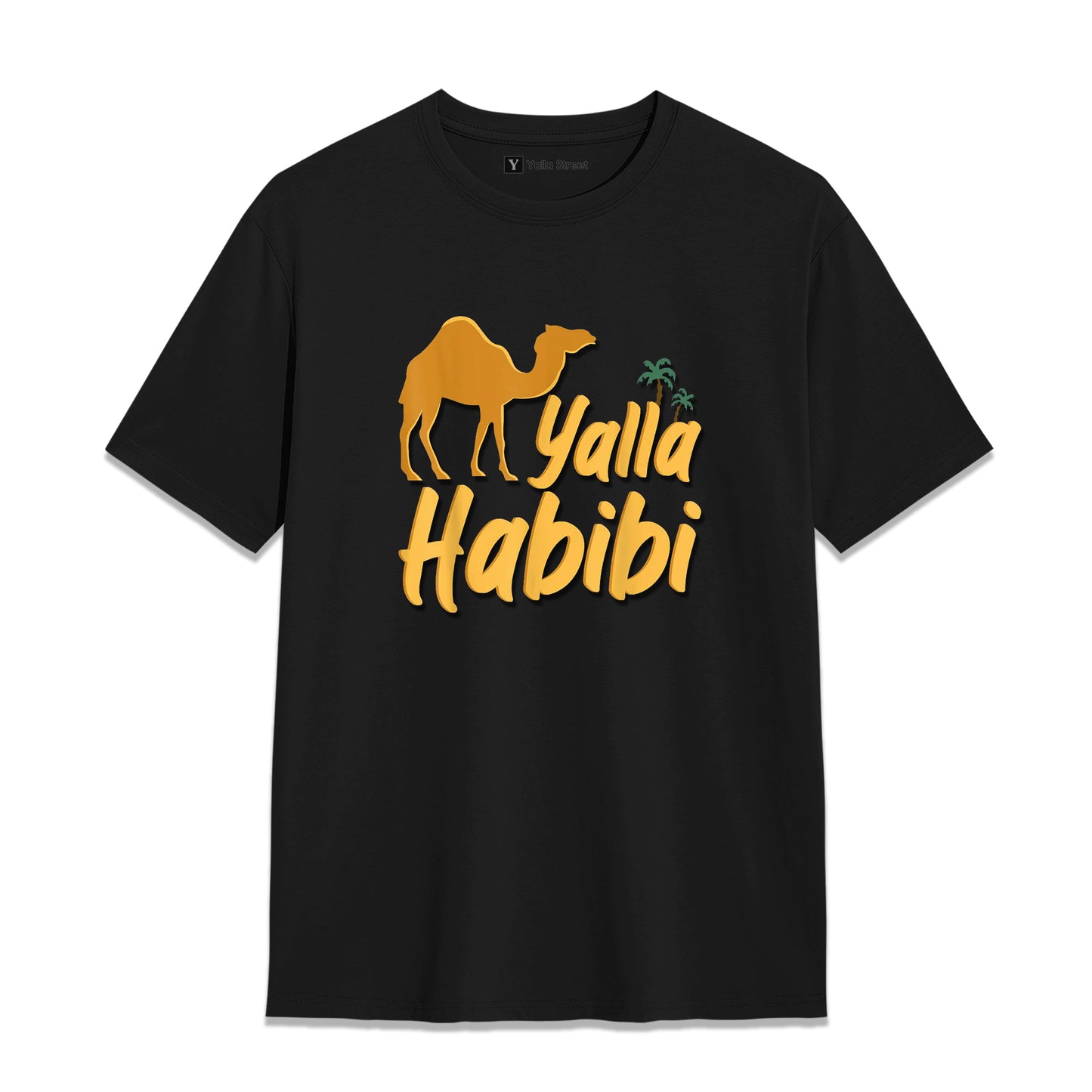 Yalla Habibi Camel T-Shirt – Dubai Arabic Streetwear Graphic Tee | White Cotton Unisex T-Shirt