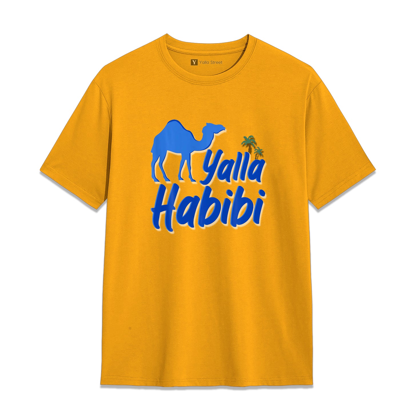 Yalla Habibi Camel T-Shirt – Dubai Arabic Streetwear Graphic Tee | White Cotton Unisex T-Shirt