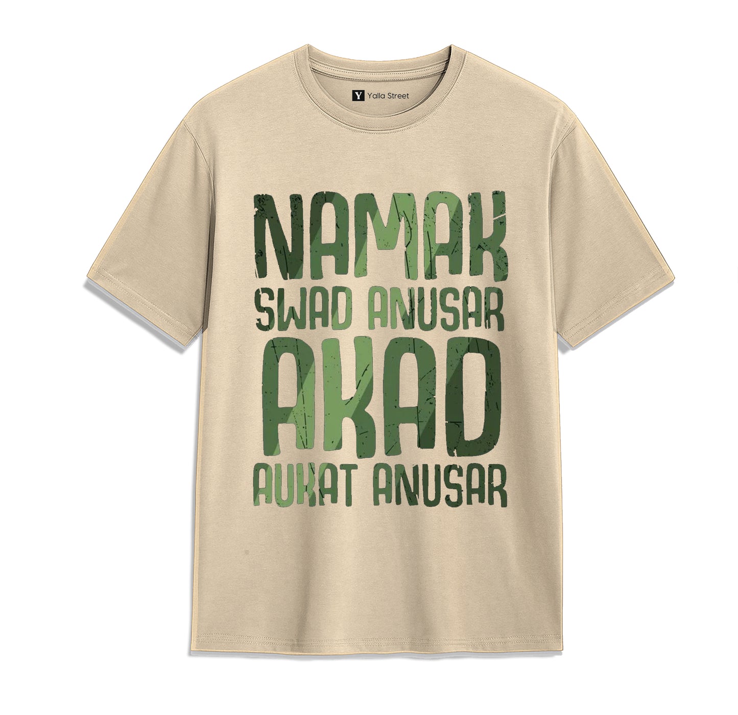 Namak Swad Anusar, Akad Aukaat Anusar T-Shirt – Funny Hindi Quote Tee | Beige Unisex Cotton T-Shirt