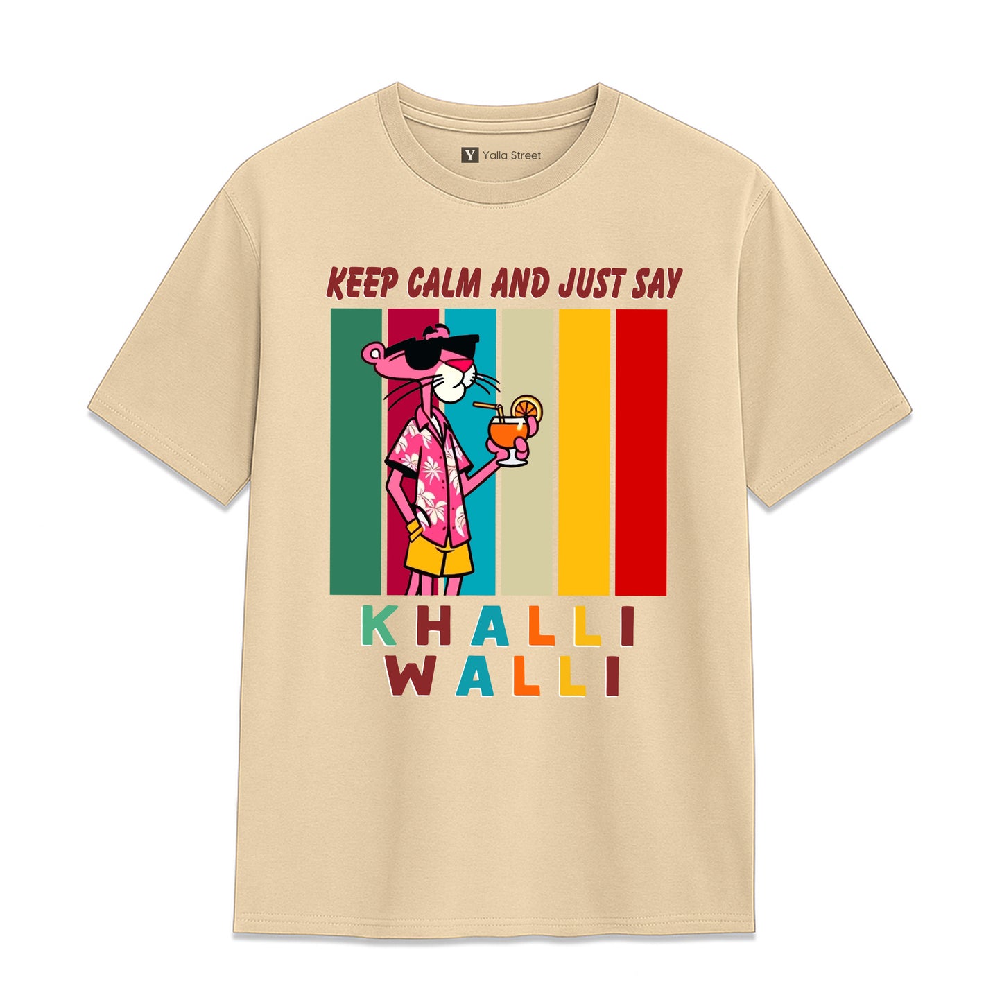 Keep Calm and Just Say Khalli Walli T-Shirt – Pink Panther Graphic Unisex Tee | Funny Arabic Slang Shirt 100% Cotton