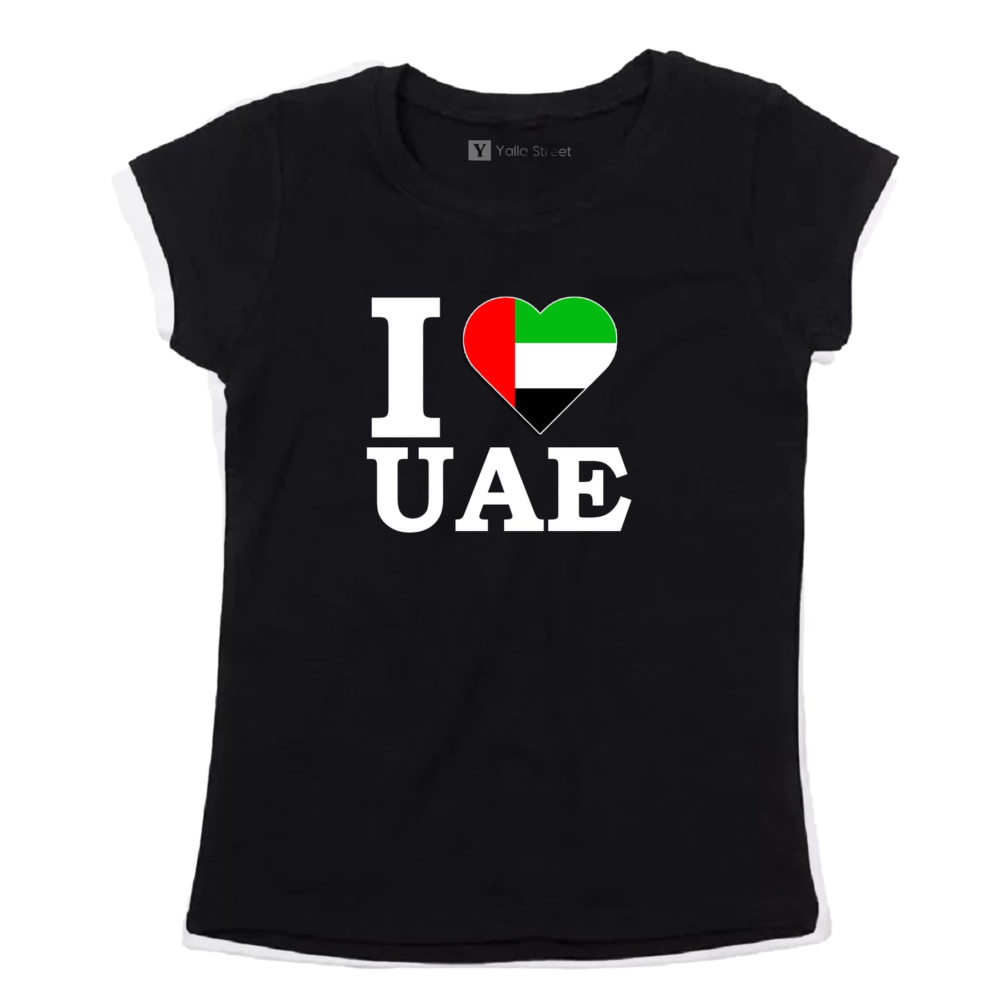 "I Love UAE" Women's T-Shirt – UAE Flag Heart Design 100% Cotton