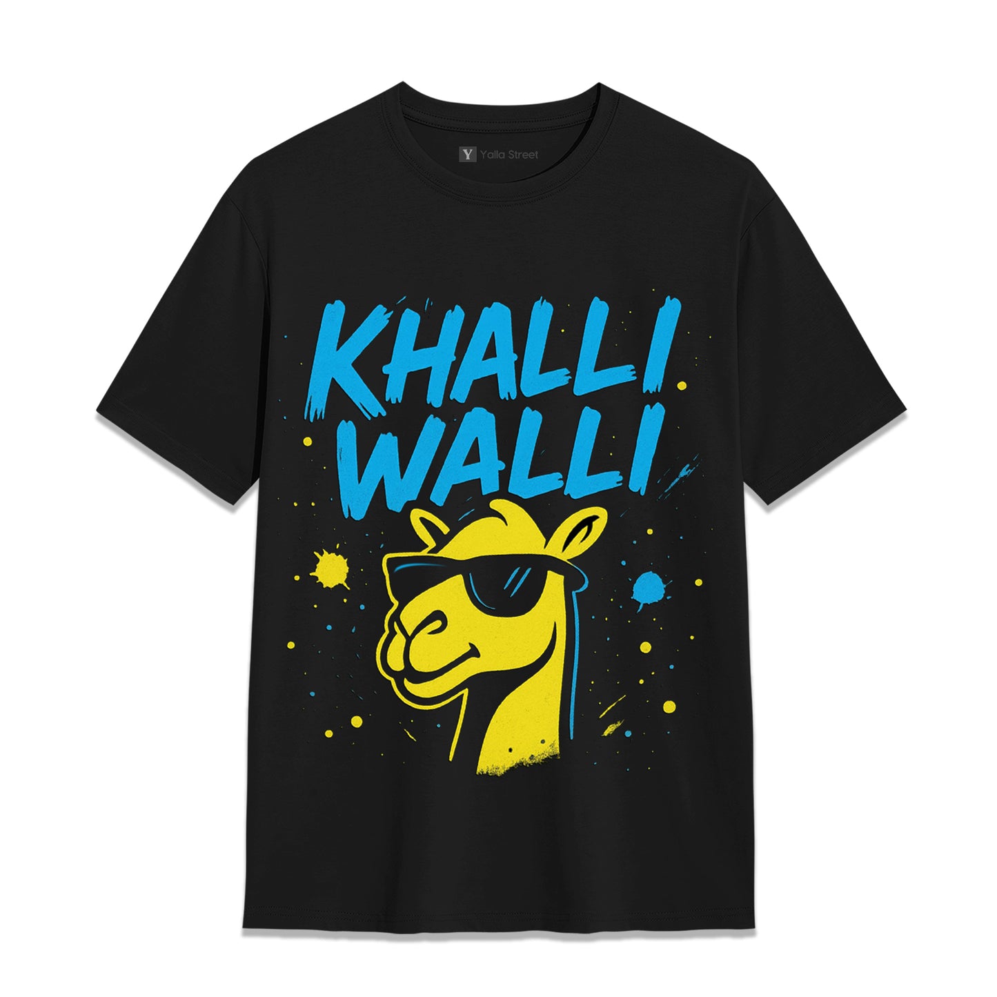 Khalli Walli Camel Graphic T-Shirt – Funny Dubai Slang Tee | Grey Streetwear Unisex T-Shirt