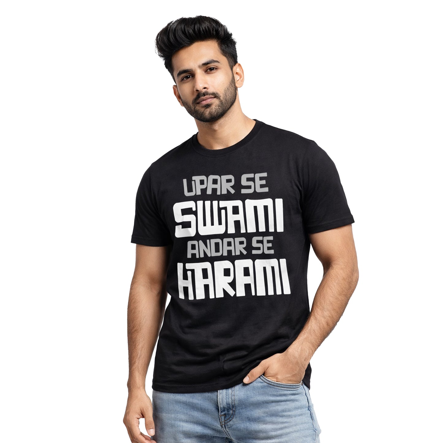 Upar Se Swami Andar Se Harami Funny Hindi Quote Unisex T-Shirt – Bold Humor Graphic Tee