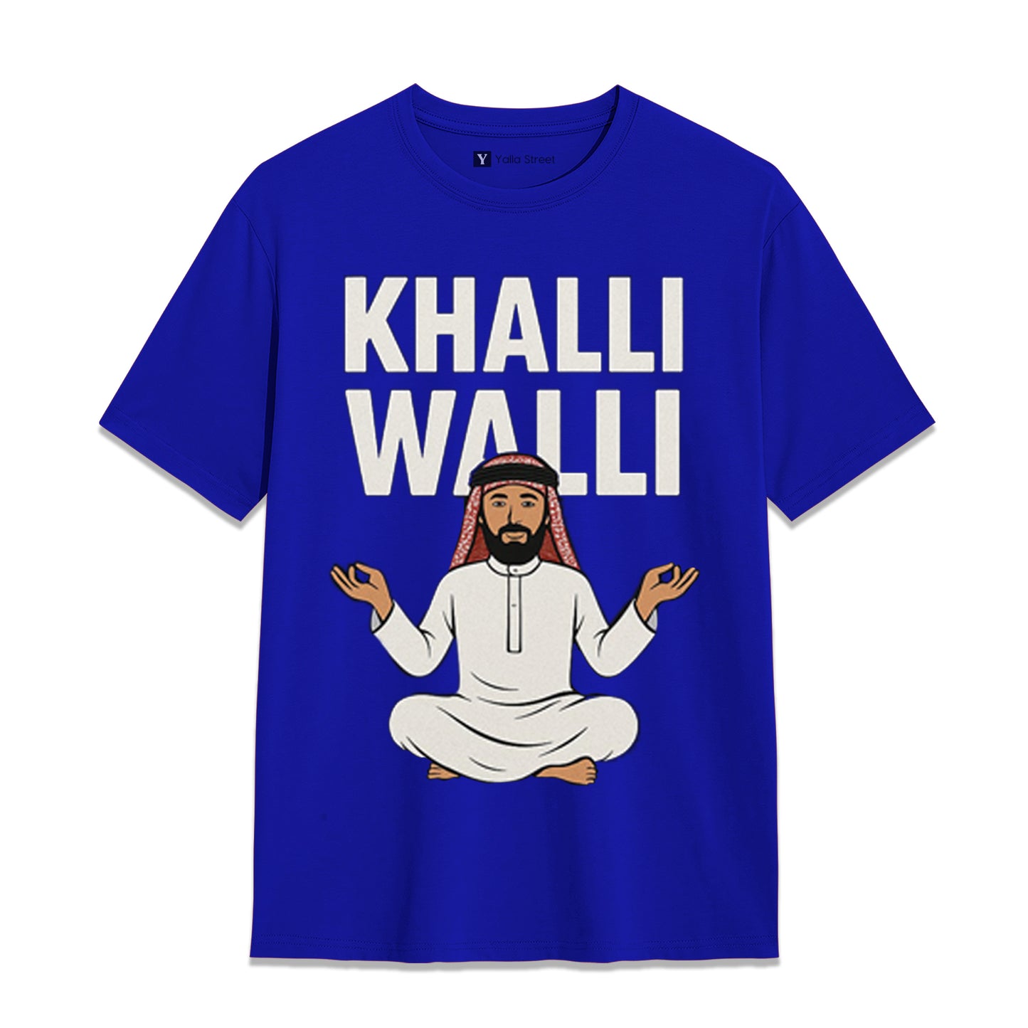 Khalli Walli Arabic Humor T-Shirt – Funny Middle Eastern Slang Tee | Blue Graphic Unisex T-Shirt