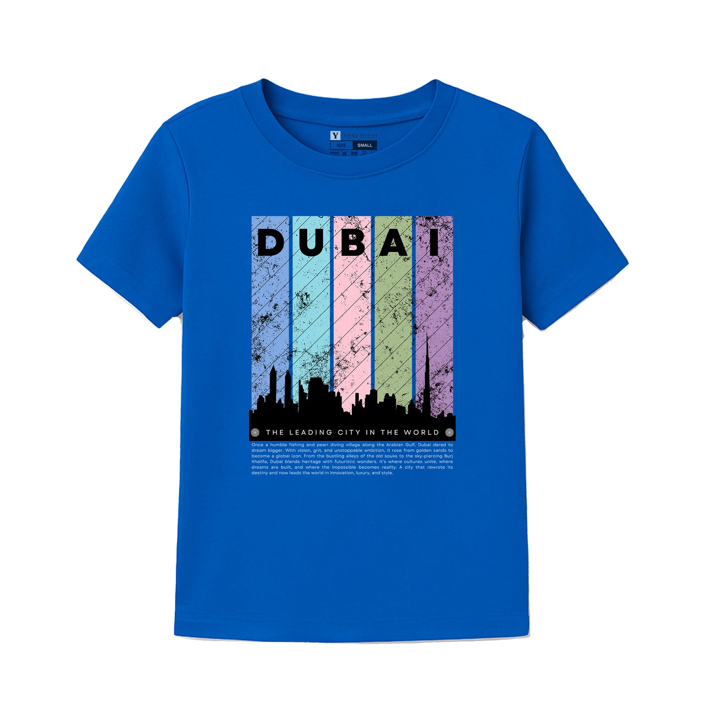 Dubai Skyline Kids T-Shirt – Colorful Cityscape Design | Soft Cotton Tee