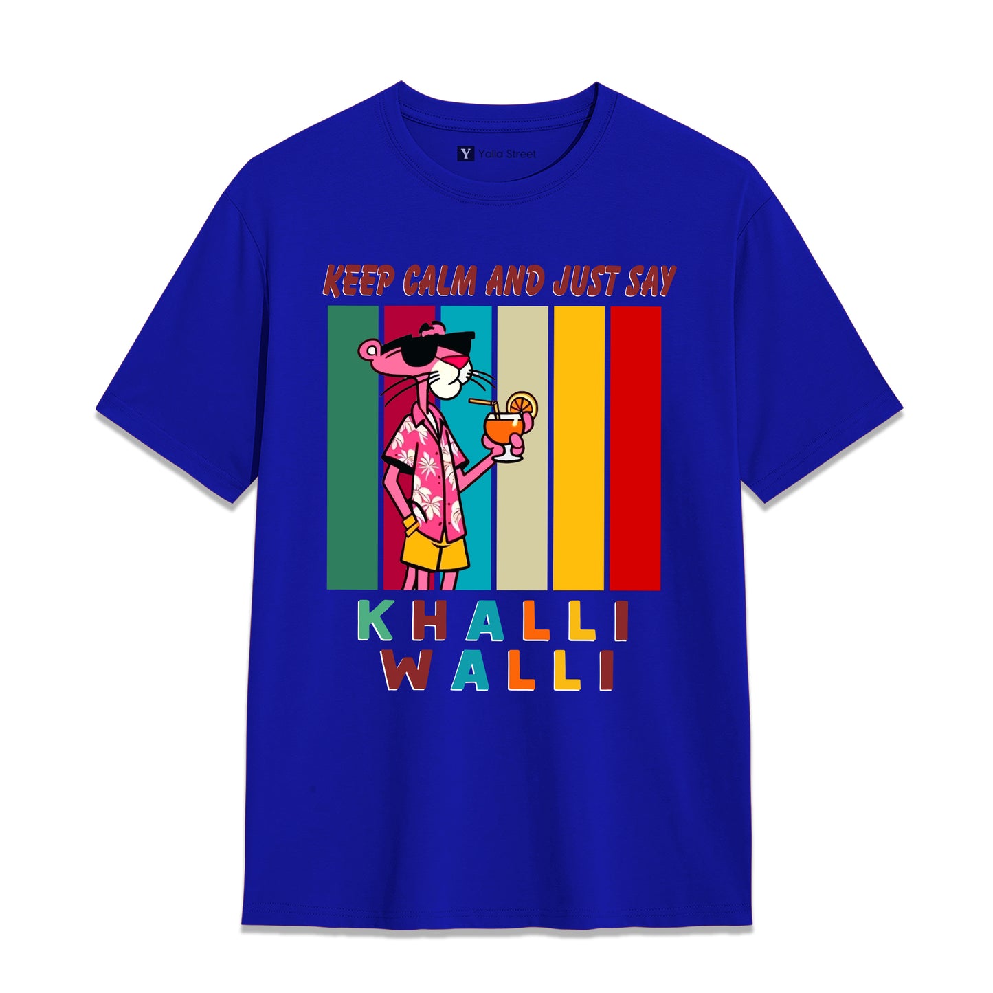 Keep Calm and Just Say Khalli Walli T-Shirt – Pink Panther Graphic Unisex Tee | Funny Arabic Slang Shirt 100% Cotton