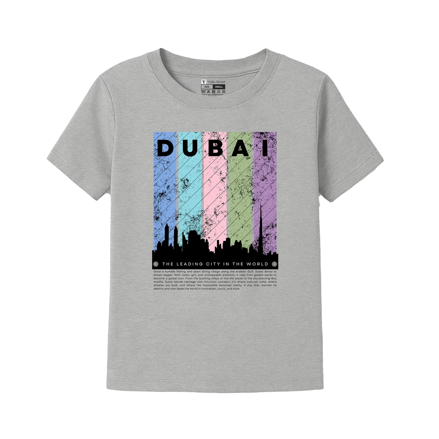 Dubai Skyline Kids T-Shirt – Colorful Cityscape Design | Soft Cotton Tee