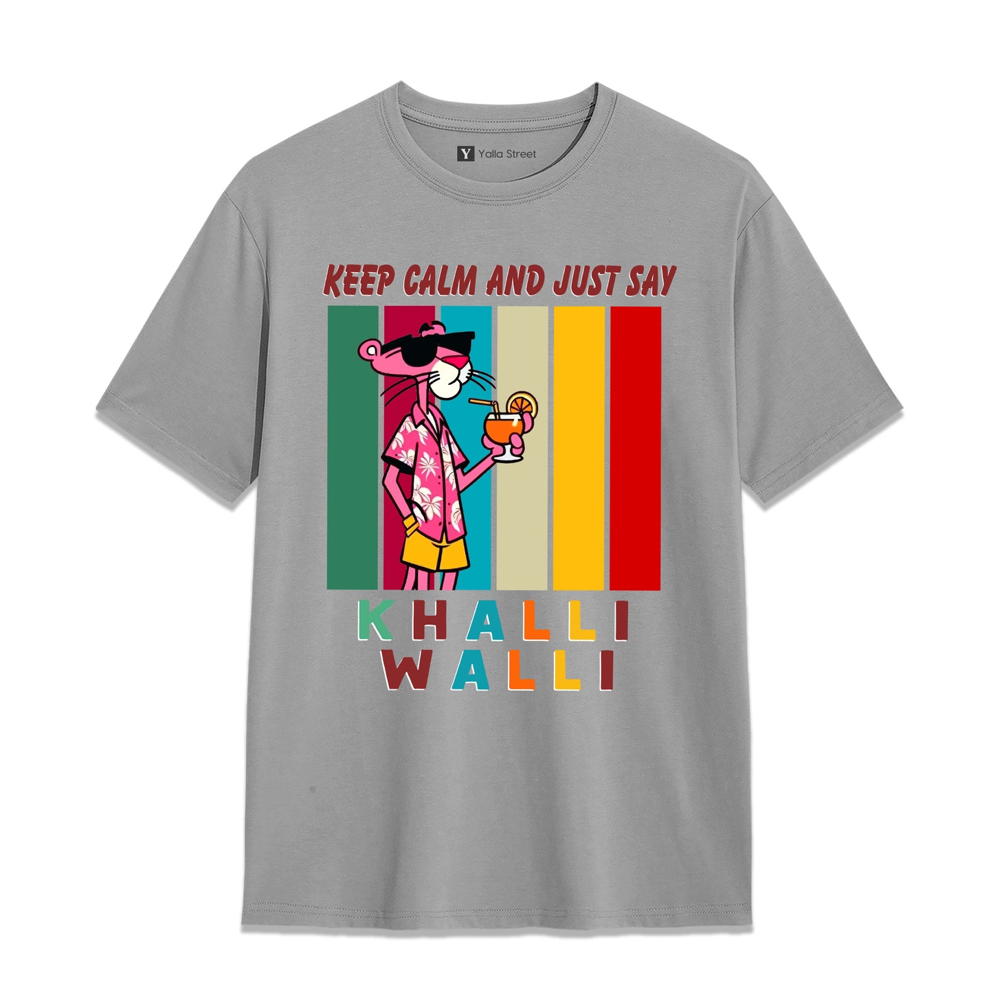 Keep Calm and Just Say Khalli Walli T-Shirt – Pink Panther Graphic Unisex Tee | Funny Arabic Slang Shirt 100% Cotton