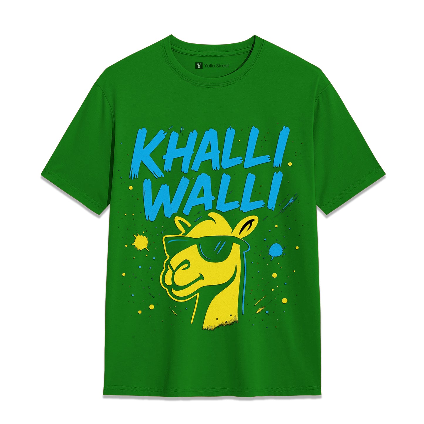 Khalli Walli Camel Graphic T-Shirt – Funny Dubai Slang Tee | Grey Streetwear Unisex T-Shirt