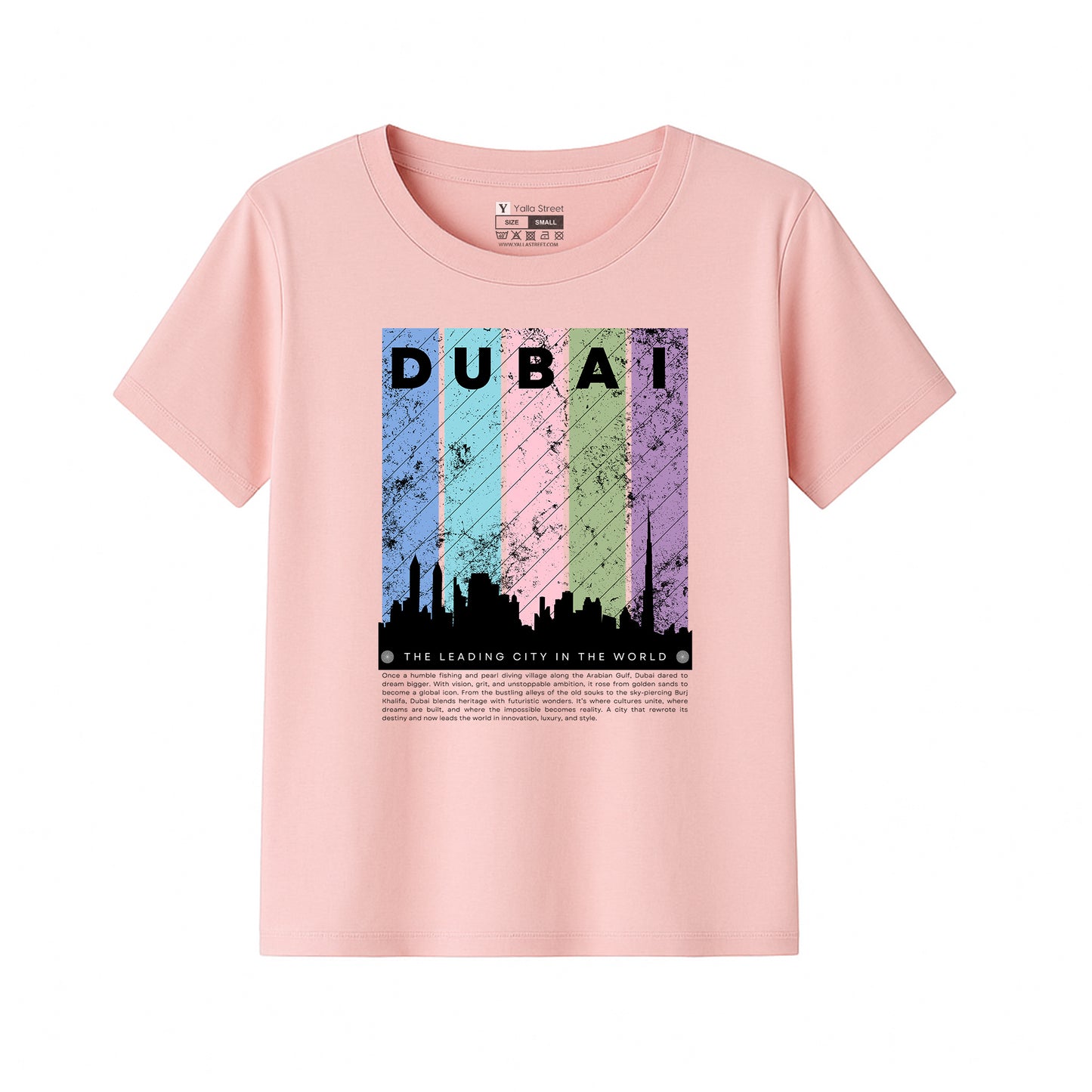 Dubai Skyline Kids T-Shirt – Colorful Cityscape Design | Soft Cotton Tee