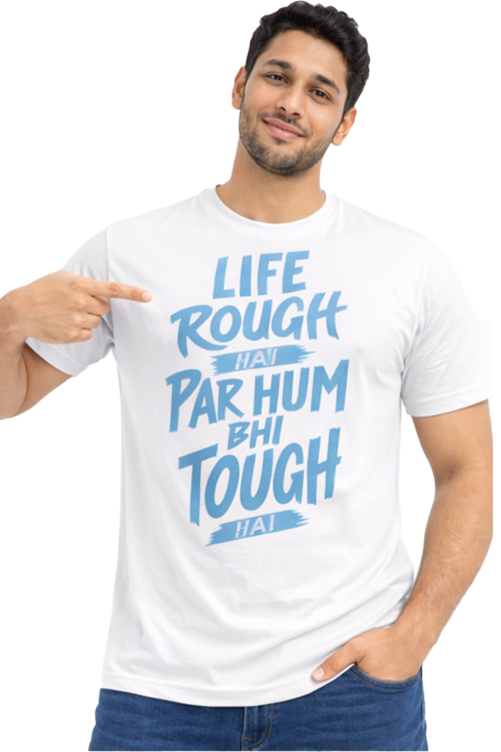 Life Rough Hai Par Hum Bhi Tough Hai – Motivational Attitude T-Shirt | Yellow | Yalla Street