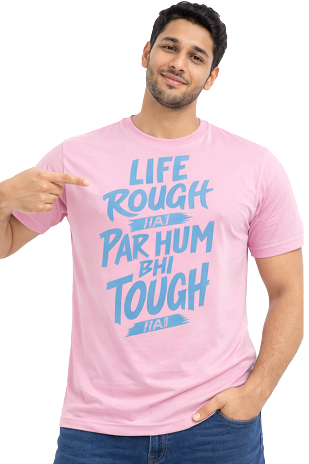 Life Rough Hai Par Hum Bhi Tough Hai – Motivational Attitude T-Shirt | Yellow | Yalla Street