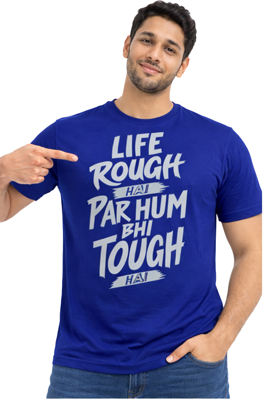 Life Rough Hai Par Hum Bhi Tough Hai – Motivational Attitude T-Shirt | Yellow | Yalla Street