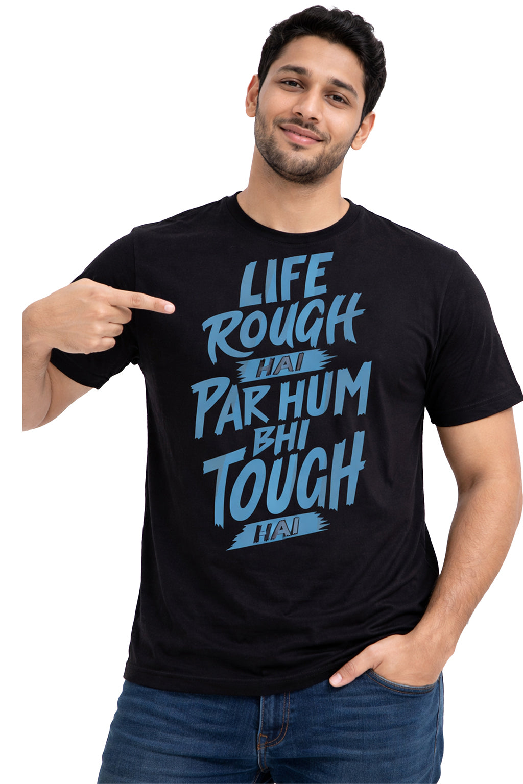Life Rough Hai Par Hum Bhi Tough Hai – Motivational Attitude T-Shirt | Yellow | Yalla Street