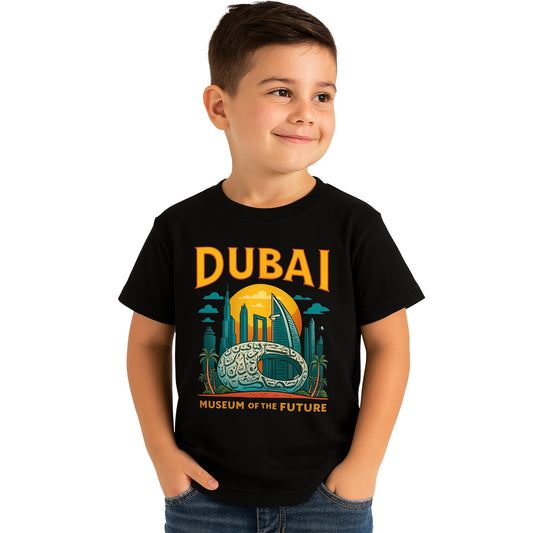 Dubai Museum of the Future Kids T-Shirt Skyline Tee Futuristic UAE Souvenir