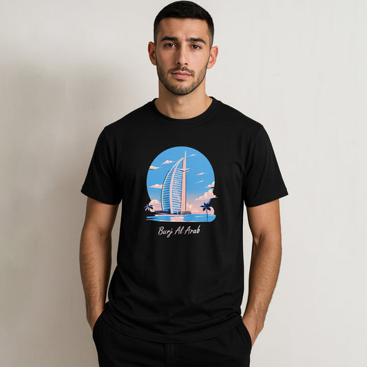Burj Al Arab Dubai T-Shirt 100% Cotton Unisex Tee Iconic UAE Landmark