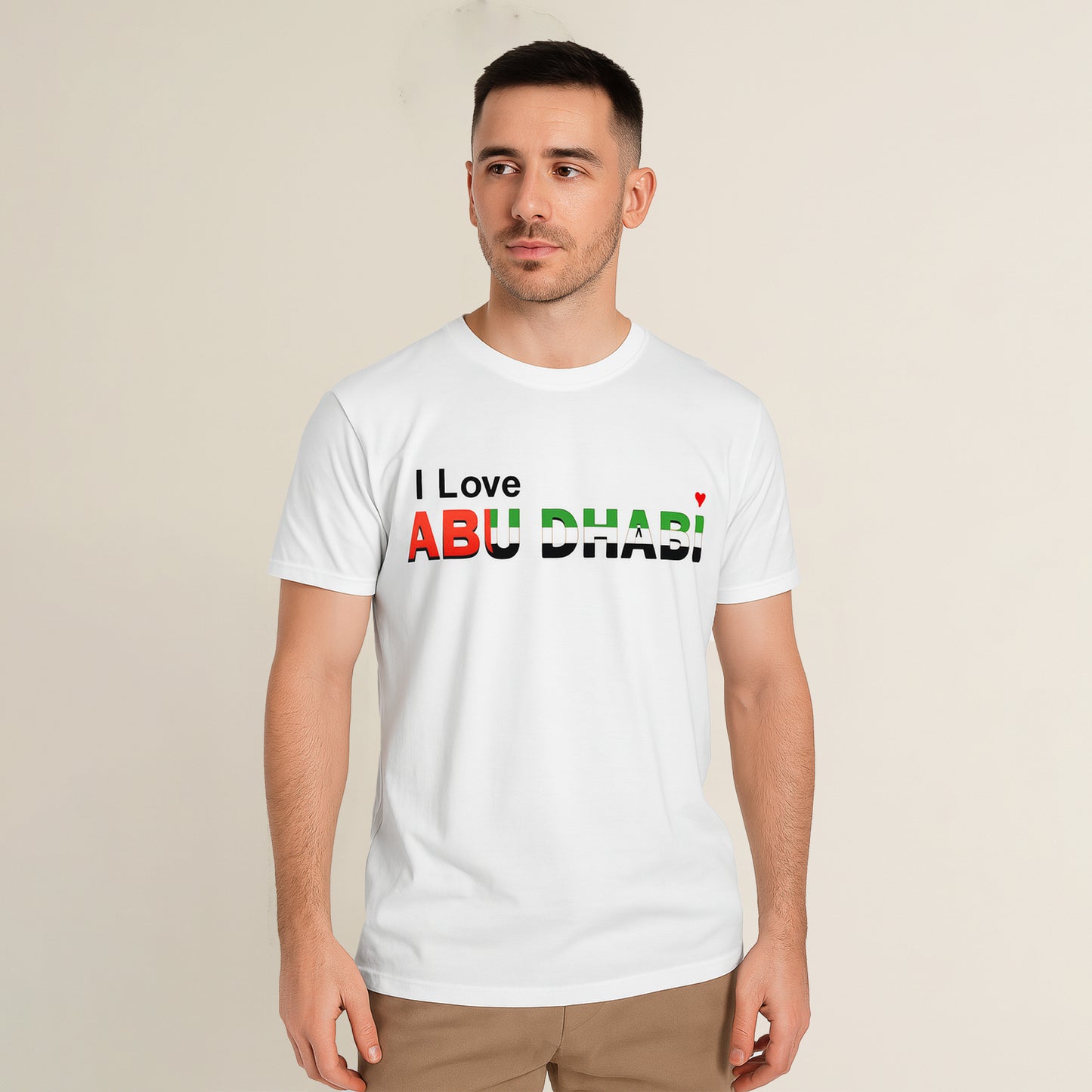 I Love Abu Dhabi T-Shirt UAE Flag Graphic Tee 100% Cotton National Pride Streetwear