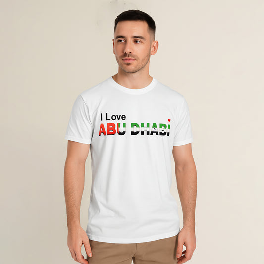 I Love Abu Dhabi T-Shirt UAE Flag Graphic Tee 100% Cotton National Pride Streetwear