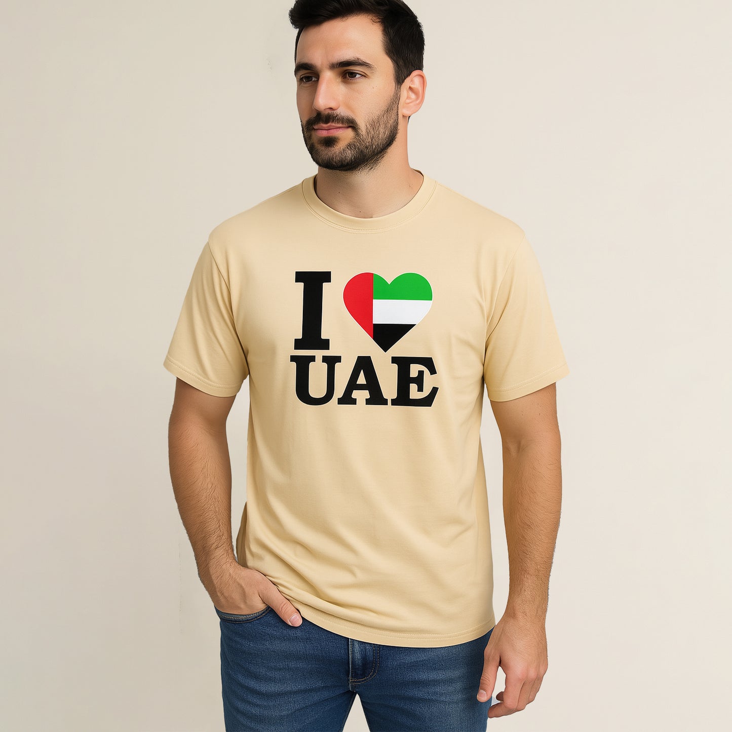 I LOVE UAE ❤️ T-Shirt 100% Cotton UAE Flag Heart Design National Pride Apparel