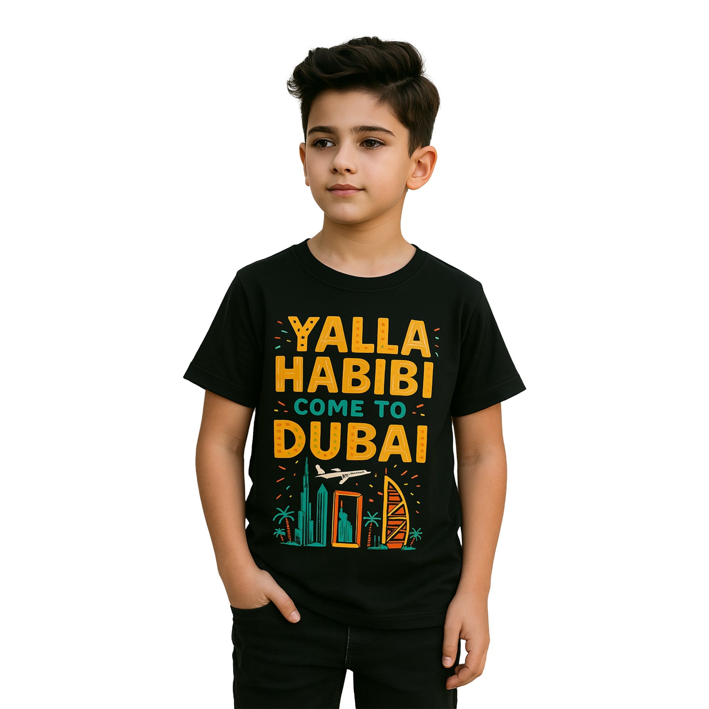 Kids Dubai T-Shirt – "Yalla Habibi Come to Dubai"