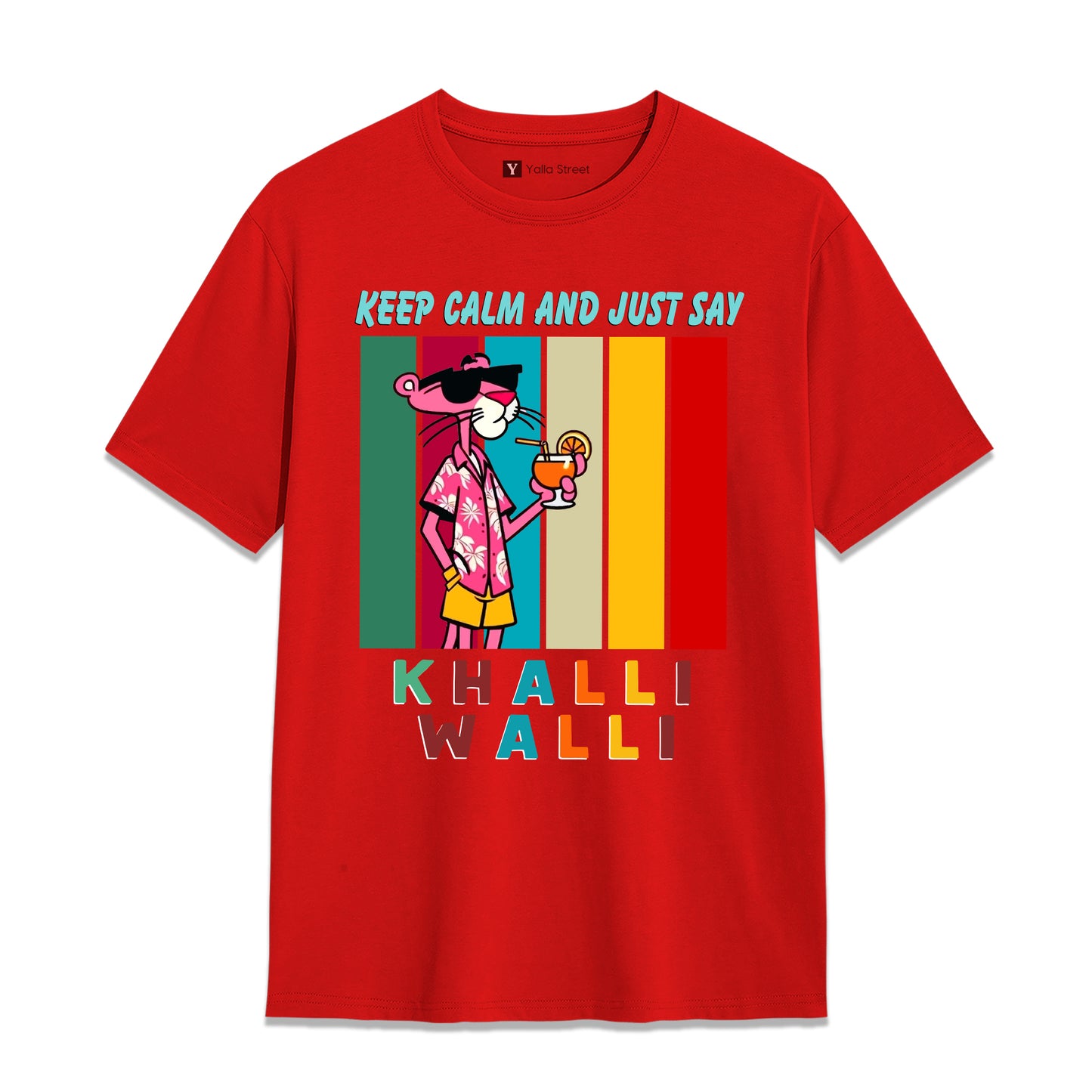 Keep Calm and Just Say Khalli Walli T-Shirt – Pink Panther Graphic Unisex Tee | Funny Arabic Slang Shirt 100% Cotton
