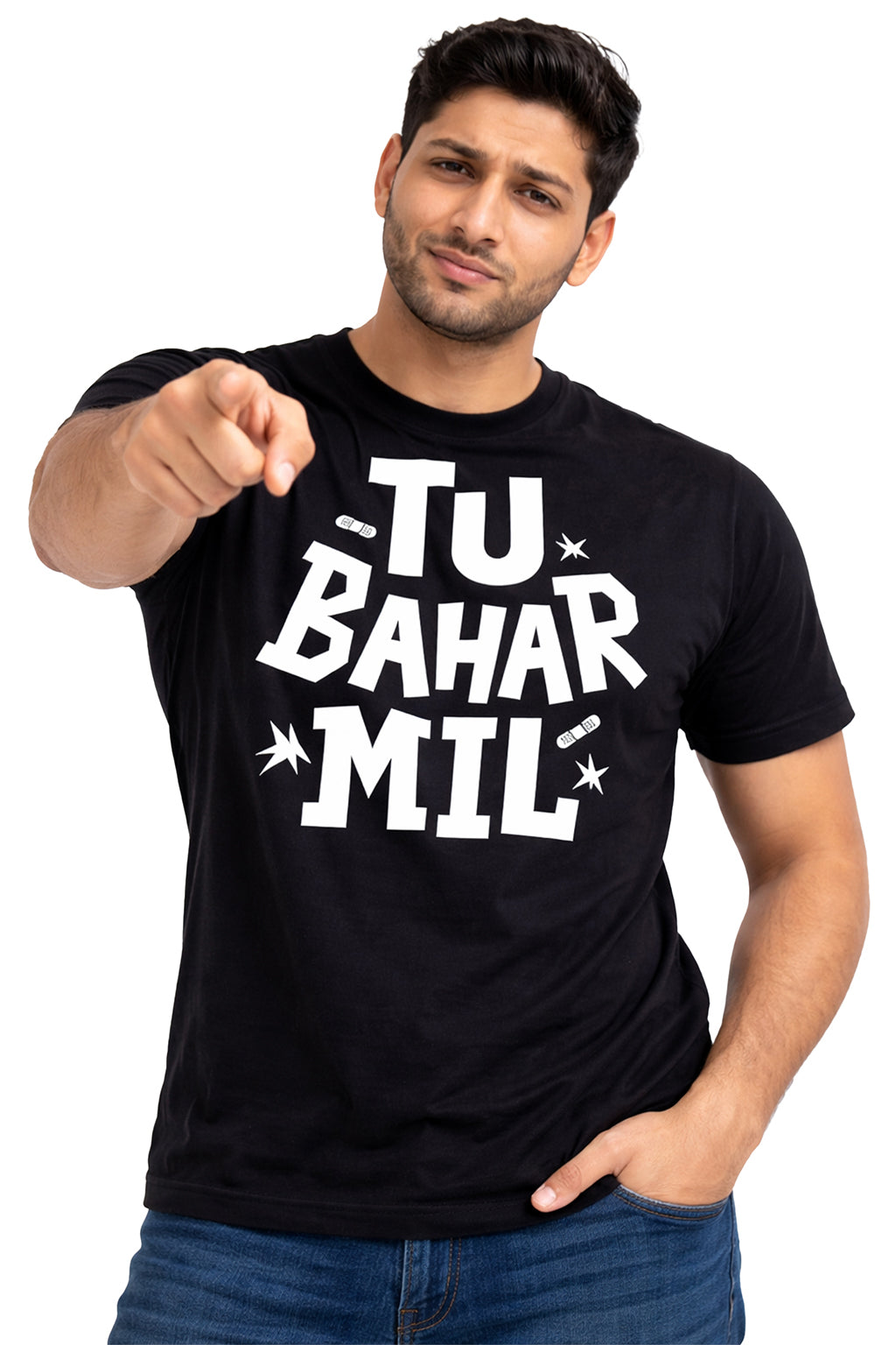 Tu Bahar Mil – Bold Attitude Graphic Unisex T-Shirt | Black | Yalla Street