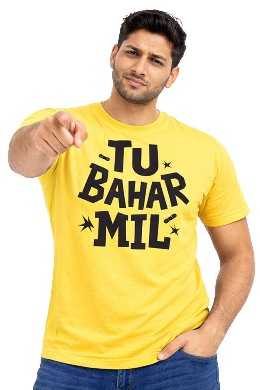 Tu Bahar Mil – Bold Attitude Graphic Unisex T-Shirt | Black | Yalla Street