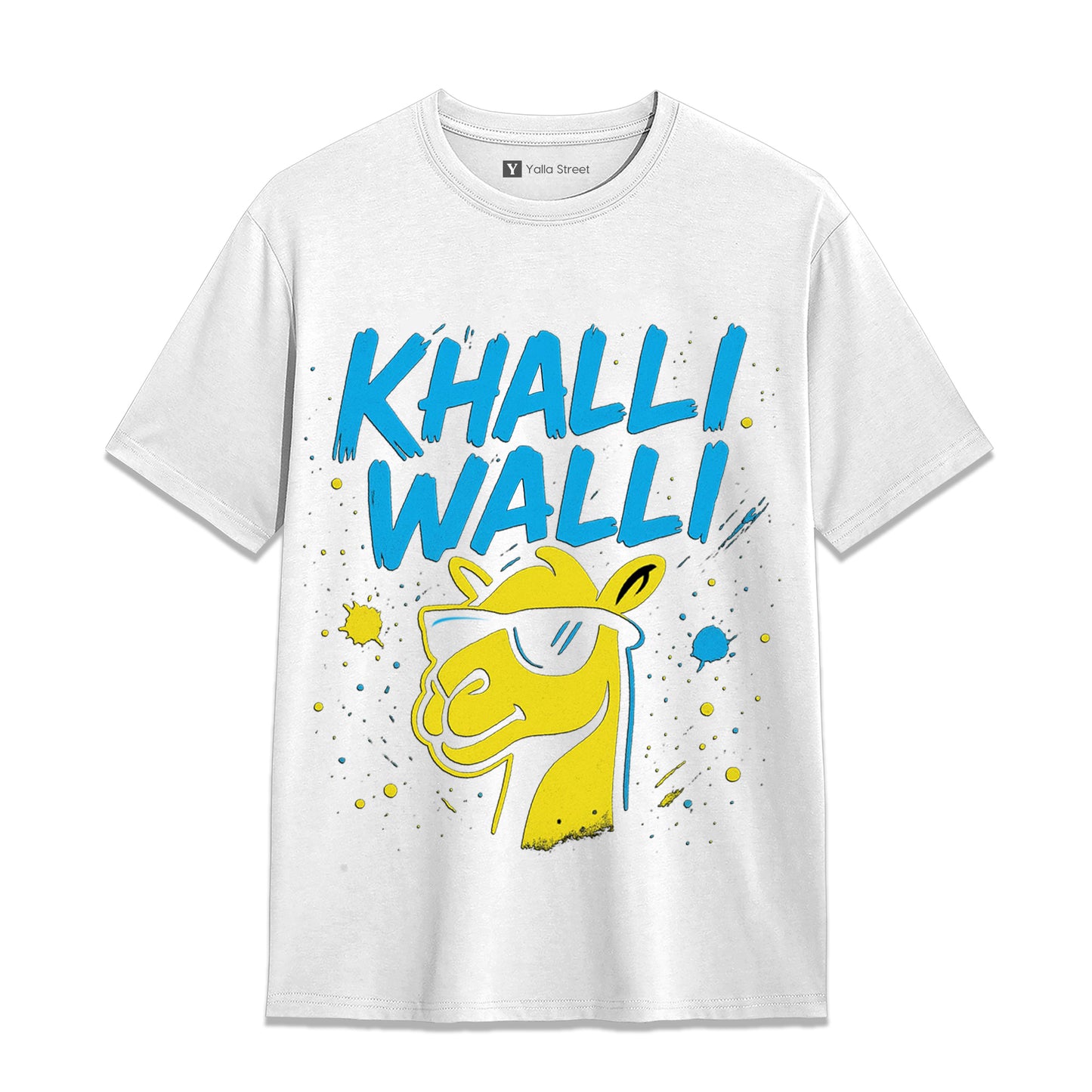 Khalli Walli Camel Graphic T-Shirt – Funny Dubai Slang Tee | Grey Streetwear Unisex T-Shirt