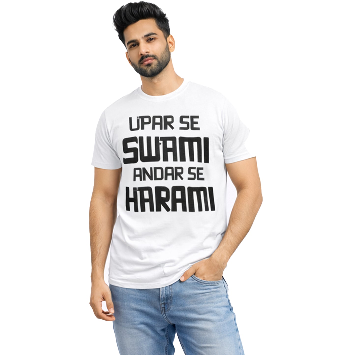 Upar Se Swami Andar Se Harami Funny Hindi Quote Unisex T-Shirt – Bold Humor Graphic Tee