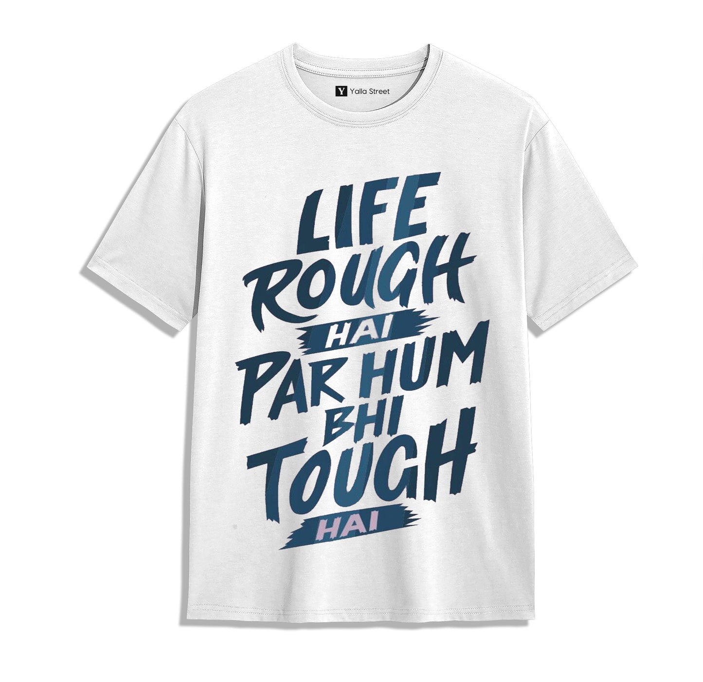 Life Rough Hai Par Hum Bhi Tough Hai – Motivational Attitude T-Shirt | Yellow | Yalla Street