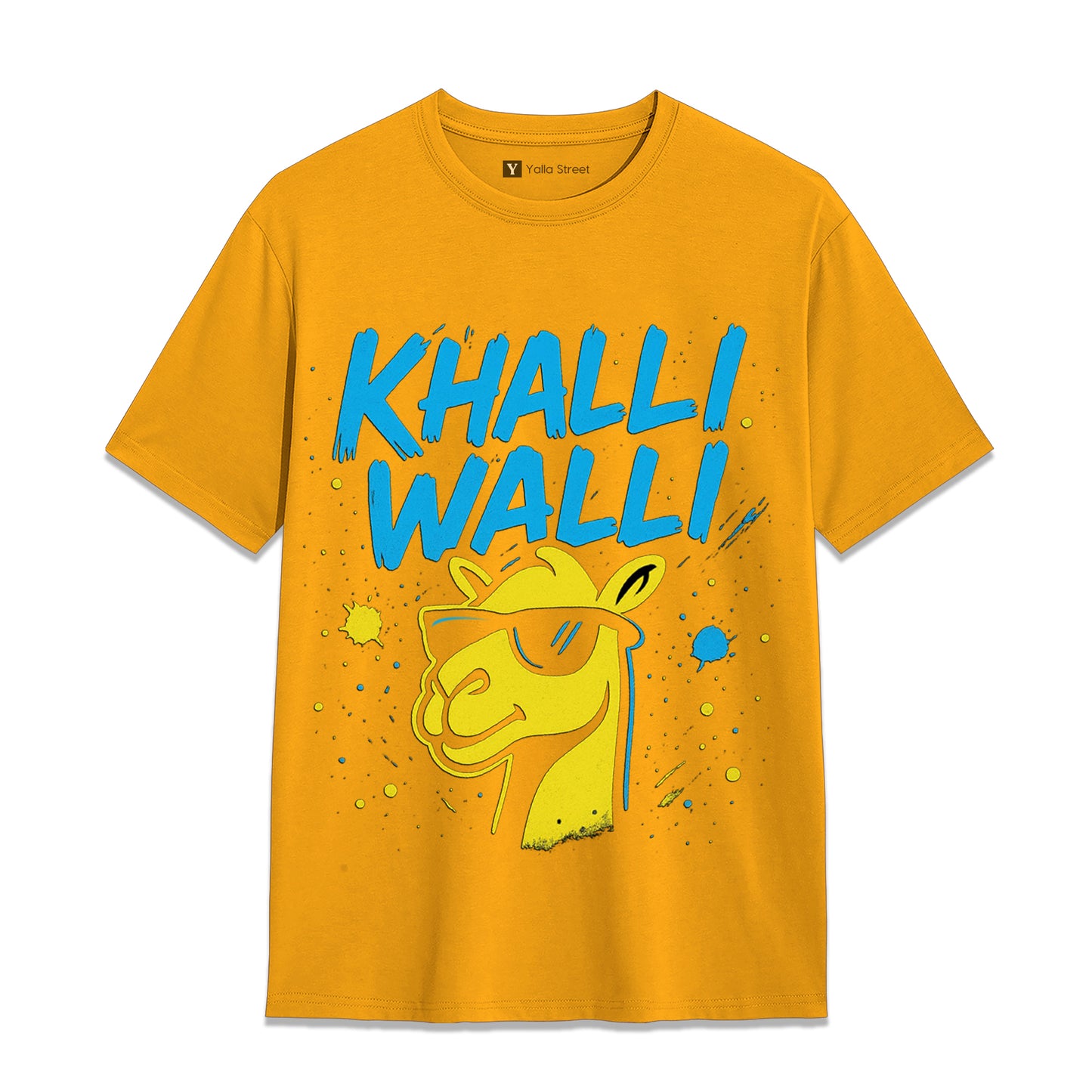 Khalli Walli Camel Graphic T-Shirt – Funny Dubai Slang Tee | Grey Streetwear Unisex T-Shirt